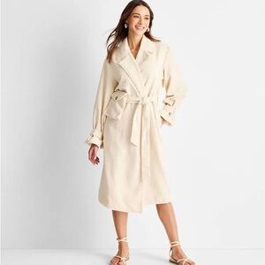 Future Collective with Jenny K. Lopez Women's Boucle Frayed Edge Trench Coat 1X